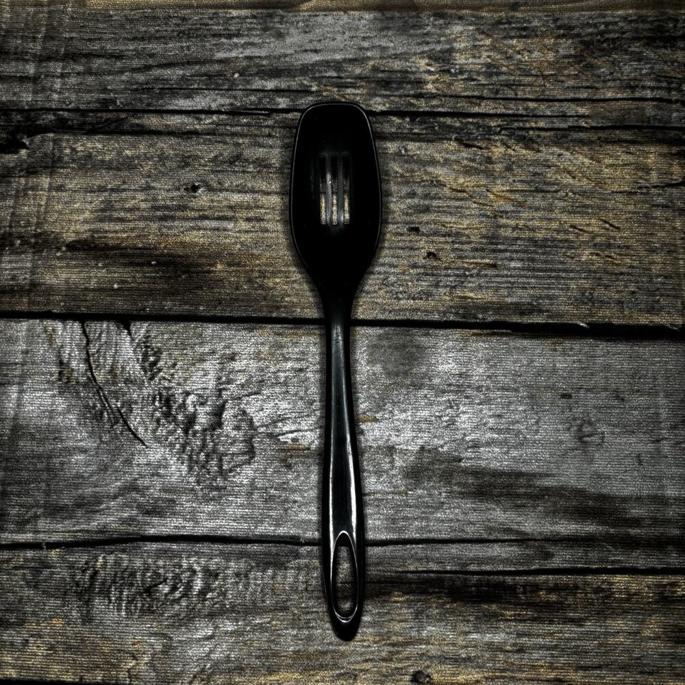 Vintage Ensar Corp Nylon Plastic Slotted Spoon Made USA Black 11"